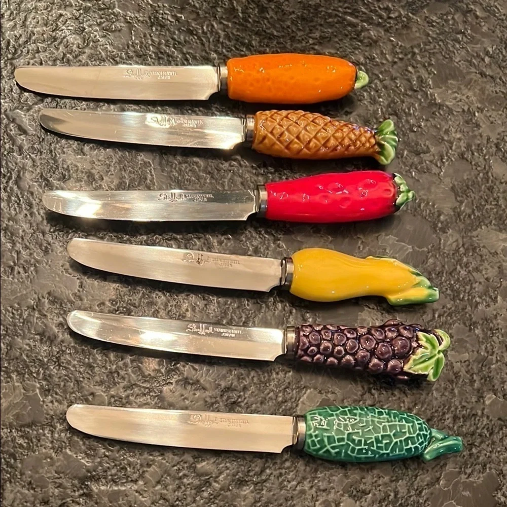 Set of 6 Stafford Stainless Steel Ceramic Handle Knives